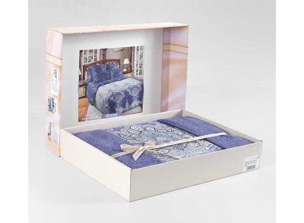 Комплект постельного белья Пейсли 14 сатин двуспальный (с европростыней подарочная коробка)