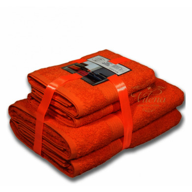 Комплект полотенец Bayramaly Волна 50х90 см, 70х140 см 2 шт (оранжевый)