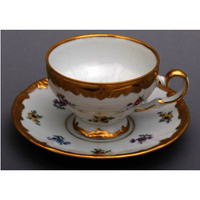 Набор для чая "Мейсенский цветок 1016" (чашка 210 мл. + блюдце) 2 предмета