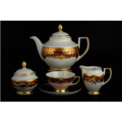 Чайный сервиз "Natalia Bordeaux Gold" на 6 персон 15 предметов