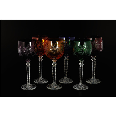 Набор бокалов для вина "Цветной хрусталь" 220 мл 6 шт