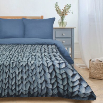 Комплект постельного белья Этель "Мягкие сны синий" мако-сатин, двуспальный евро