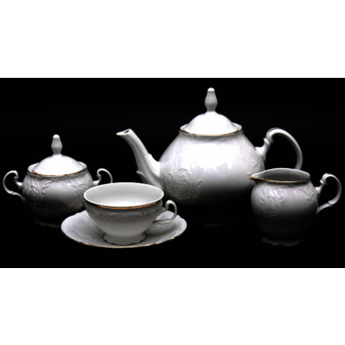 Сервиз чайный "Бернадот Белый узор" на 6 персон 15 предметов