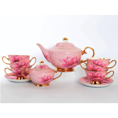 Чайный сервиз "Beautiful Flower" (розовый) на 6 персон 14 предметов