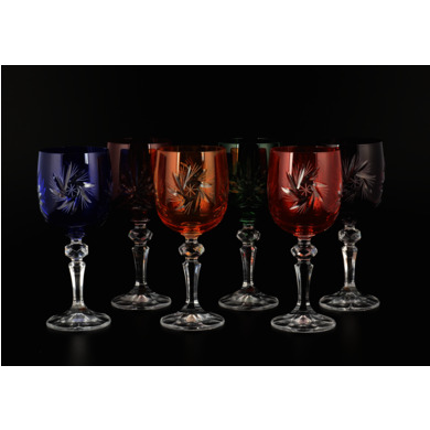 Набор  бокалов для вина "Цветной хрусталь" 220 мл 6 шт