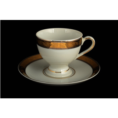 Набор кофейных пар "Кристина Платиновая золотая лента" (чашка 150 мл + блюдце) на 6 персон