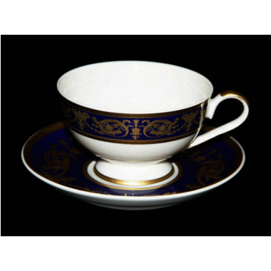 Набор для чая "Александрия Кобальт/золото" (чашка 200 мл. + блюдце) на 6 персон 12 предметов