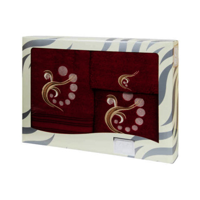 Комплект полотенец Valentini Juggler (бордовый) 30х50 см, 50х100 см, 70х140 см 3 шт