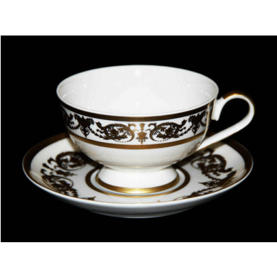 Набор для чая "Александрия Голд/белый" (чашка 200 мл. + блюдце) на 6 персон 12 предметов