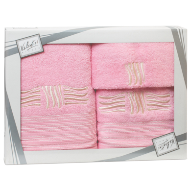 Комплект полотенец Valentini Sea 2 (розовый) 30х50 см, 50х100 см, 70х140 см 3 шт