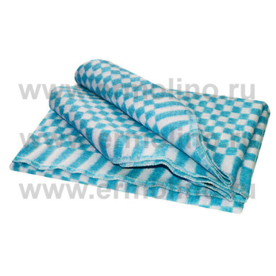Одеяло байковое Ермолино "Клетка" 140х205 см (бирюзовое)