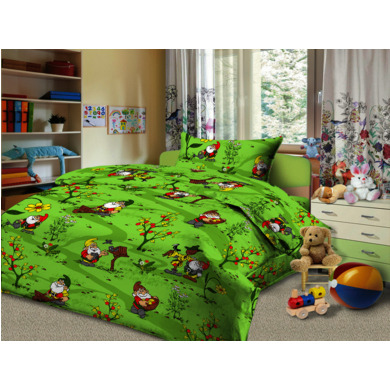 Комплект постельного белья Cleo Гномики (зеленый) бязь, детский