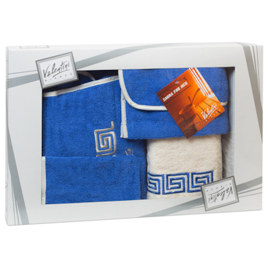 Набор для сауны мужской Valentini Fashion 2 (парео мужское + полотенце + сумочка + рукавица) голубой