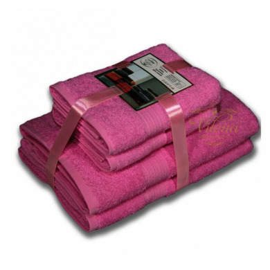 Комплект полотенец Bayramaly Волна 50х90 см, 70х140 см 2 шт (розовый)