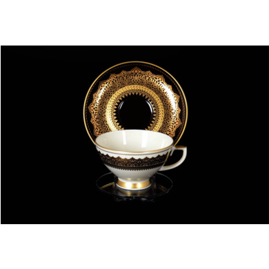 Набор чайных пар "Agadir Brown Gold" (чашка 220 мл + блюдце) на 6 персон