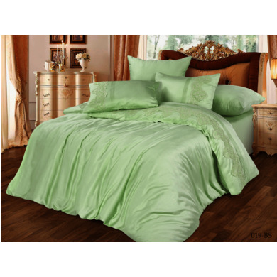 Комплект постельного белья Cleo Bamboo Satin (зеленый), евро макси