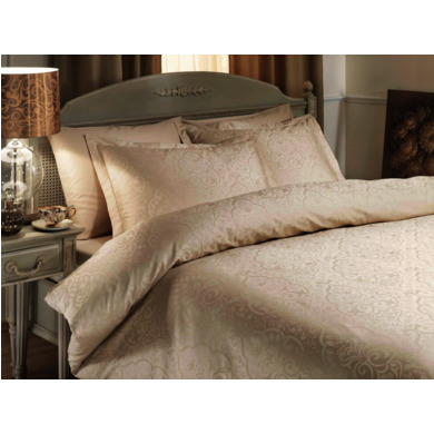 Комплект постельного белья Tac Gardenia (кремовый) жаккард-люкс, двуспальный евро
