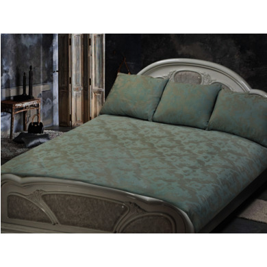 Комплект постельного белья Marize Бежевые узоры на сером фоне жаккард, двуспальный (нав. 70х70 см)