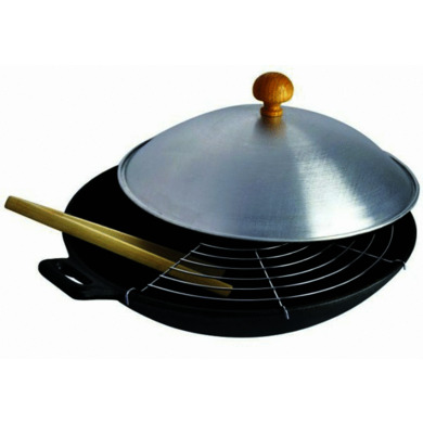 Сковорода Вок с алюминиевой крышкой 37х9,5 см. Ferro