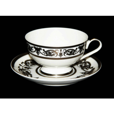 Набор для чая "Александрия Платина/белый" (чашка 200 мл. + блюдце) на 6 персон 12 предметов