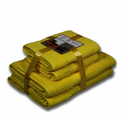 Комплект полотенец Bayramaly Волна 50х90 см, 70х140 см 4 шт (лимонный)