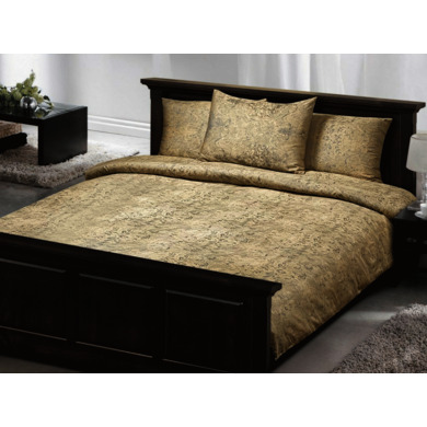 Комплект постельного белья Marize Золотые узоры жаккард, двуспальный евро (нав. 70х70 см)