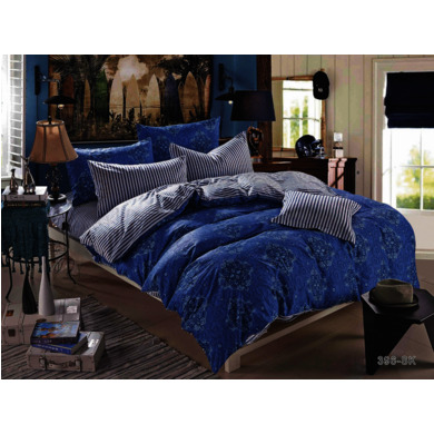 Комплект постельного белья Cleo Синий орнамент сатин, евро макси