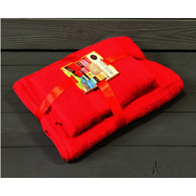 Комплект полотенец Bayramaly Волна 50х90 см, 70х140 см 2 шт (красный)