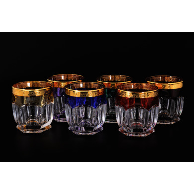 Набор стаканов для виски "Сафари Арлекино Богемия Голд" 250 мл 6 шт
