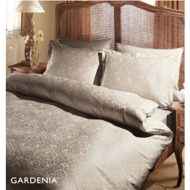 Комплект постельного белья Tac Gardenia (бежевый) жаккард-люкс, двуспальный евро