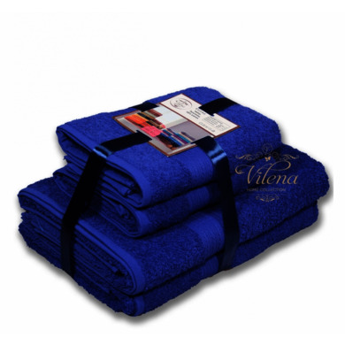 Комплект полотенец Bayramaly Волна 50х90 см, 70х140 см 2 шт (темно-синий)