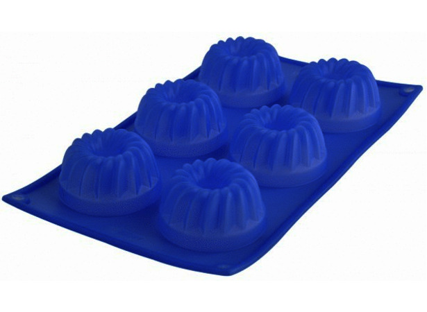 Форма для кексов 6 ячеек фигурные 30х175х38см Silicone (синяя)