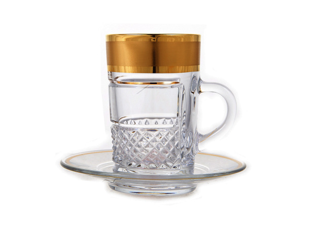 Набор для чая Богемия Золотая полоса (кружка 90 мл + блюдце) на 6 персон