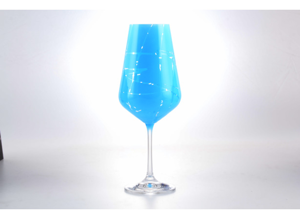 Набор бокалов для вина Sandra Tinsel 550 мл 6 шт (голубой)