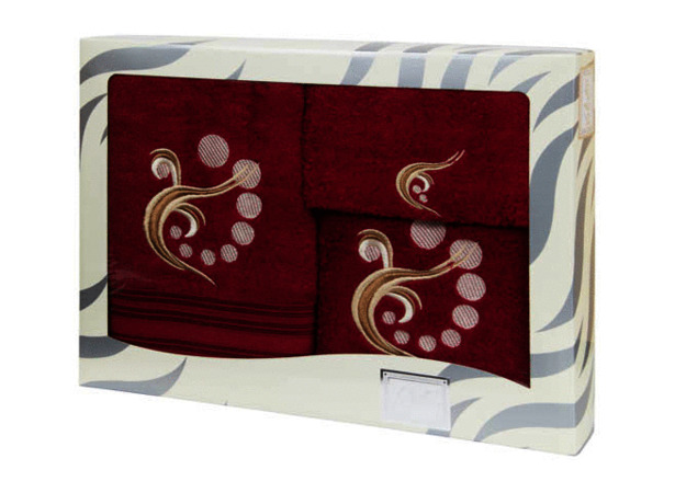 Комплект полотенец Valentini Juggler (бордовый) 30х50 см 50х100 см 70х140 см 3 шт