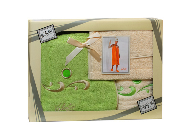 Набор для сауны женский Valentini Fantasy (парео женское + полотенце + сумочка) зеленый