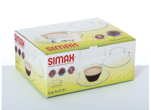 Набор кофейных пар Simax (чашка 100 мл + блюдце) на 4 персоны 8 предметов