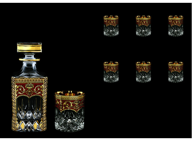 Набор для виски Провенза Люксус красный (графин 750 мл + 6 стаканов 300 мл) 7 предметов