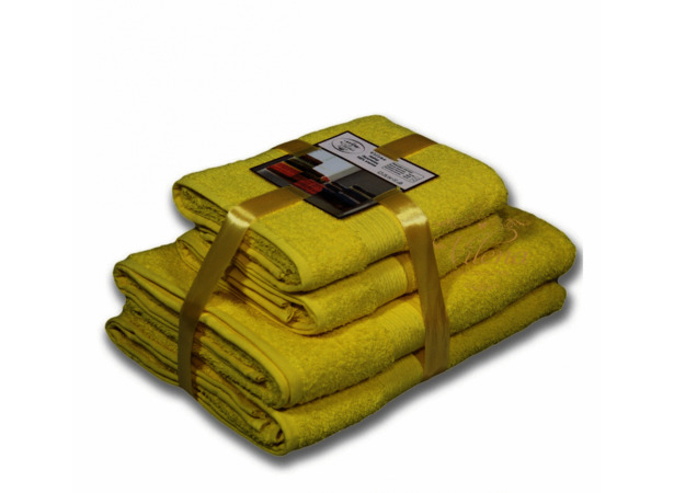 Комплект полотенец Bayramaly Волна 50х90 см 70х140 см 4 шт (лимонный)