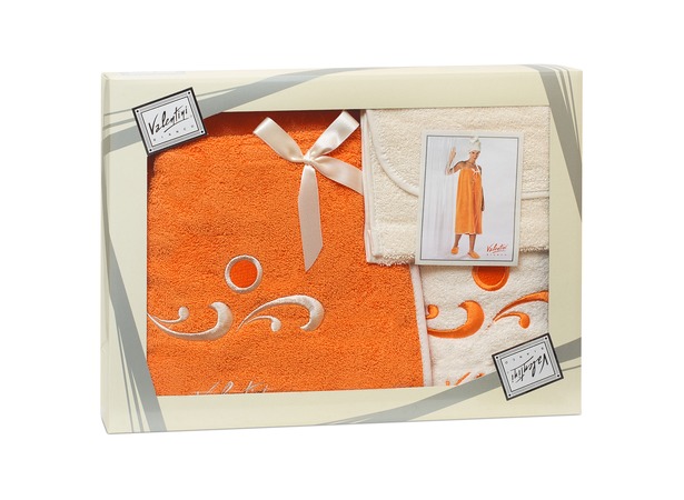 Набор для сауны женский Valentini Fantasy (парео женское + полотенце + сумочка) оранжевый