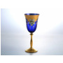Набор бокалов для вина Анжела Лепка синяя Золотая ножка 250 мл 6 шт