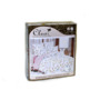 Комплект постельного белья Cleo Бежевый с узорами и в клетку 3D бязь двуспальный евро