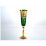 Набор фужеров для шампанского Анжела Лепка зеленая Золотая ножка 190 мл 6 шт