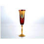 Набор фужеров для шампанского Анжела Лепка красная Золотая ножка 190 мл 6 шт